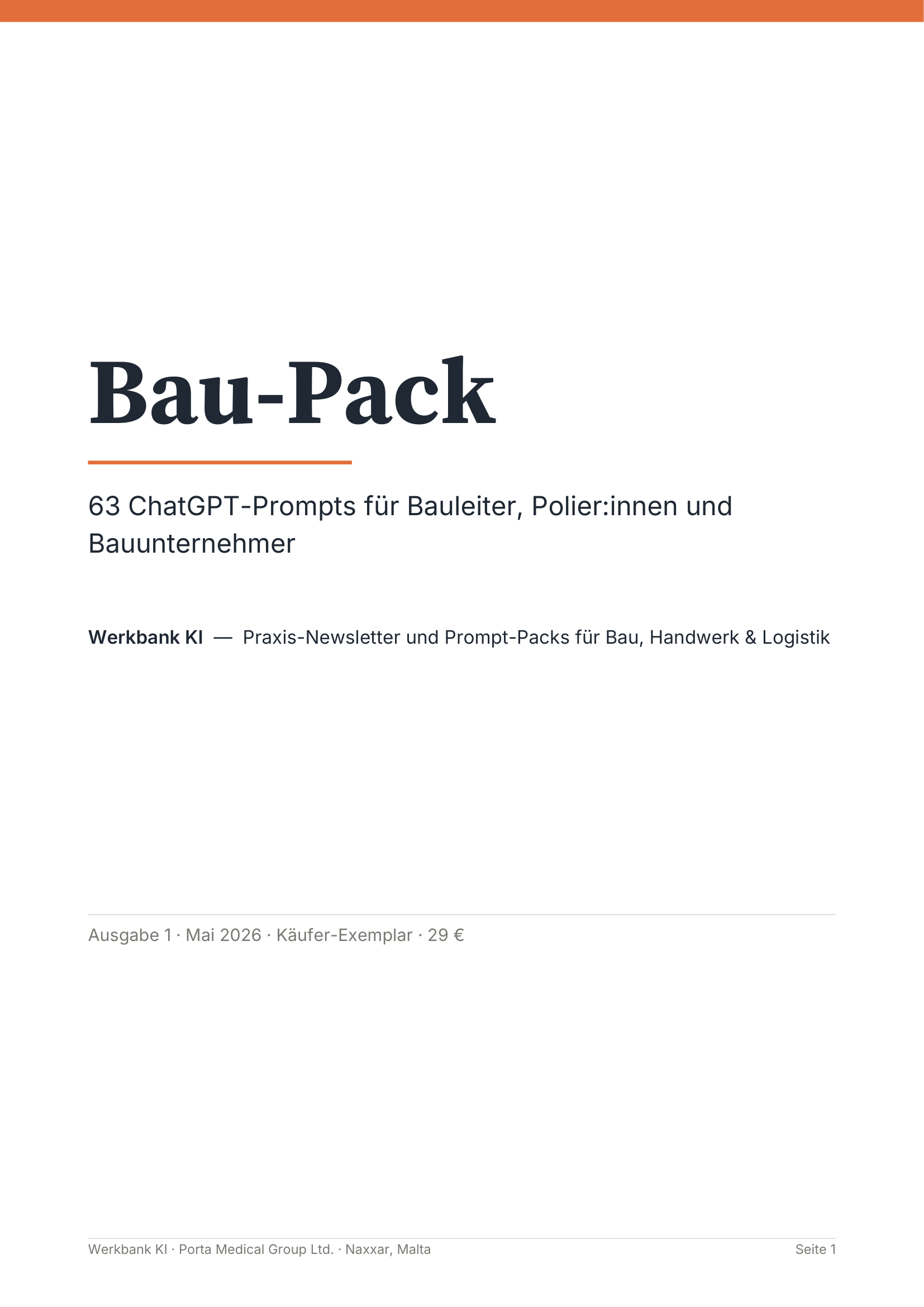 Cover des Für Bauleiter & Bauunternehmer-Bau-Packs