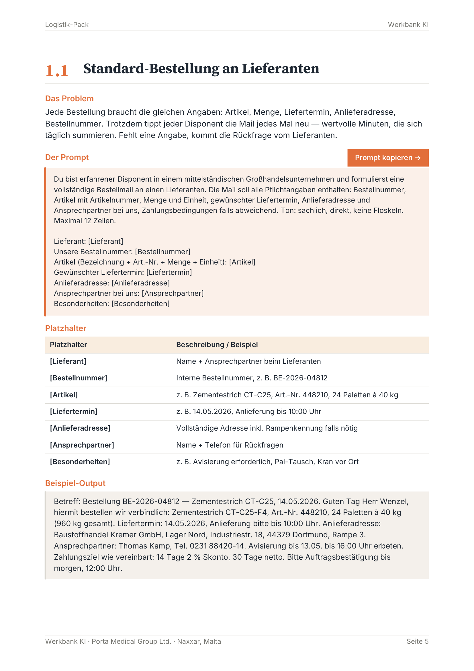 Beispiel-Prompt aus dem Für Disponenten-Bau-Pack