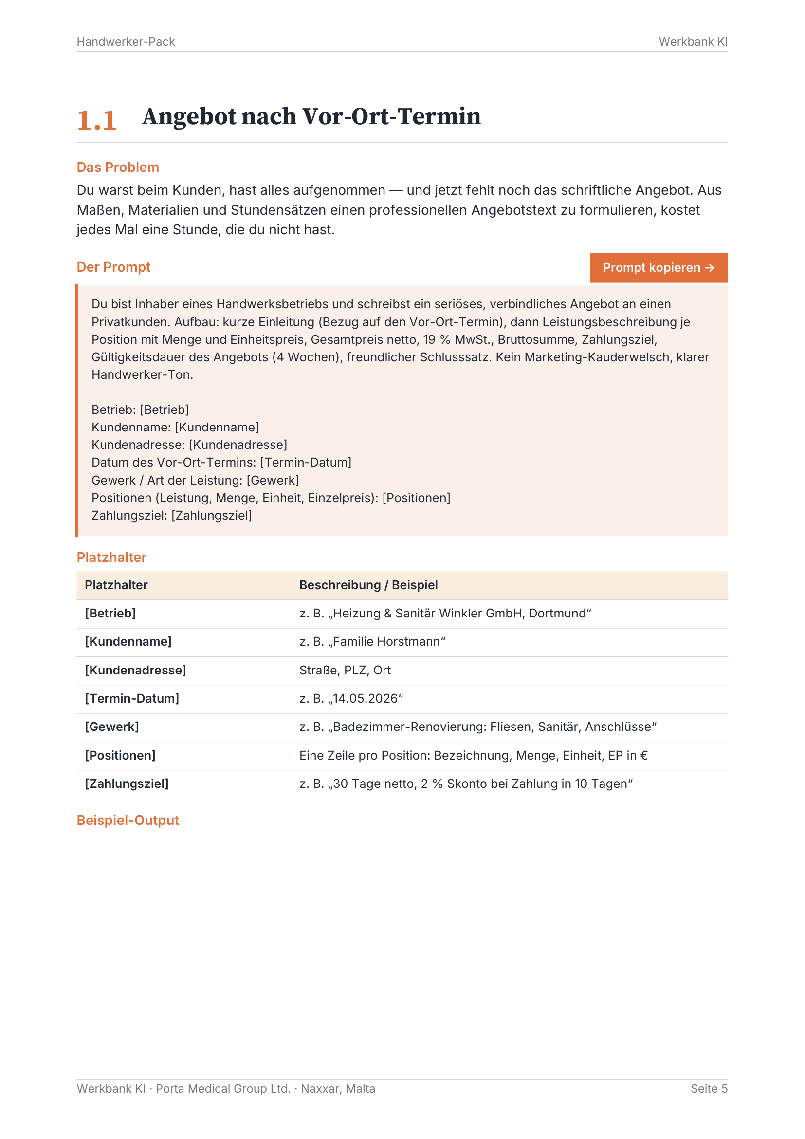 Beispiel-Prompt aus dem Für Handwerker & Meister-Bau-Pack
